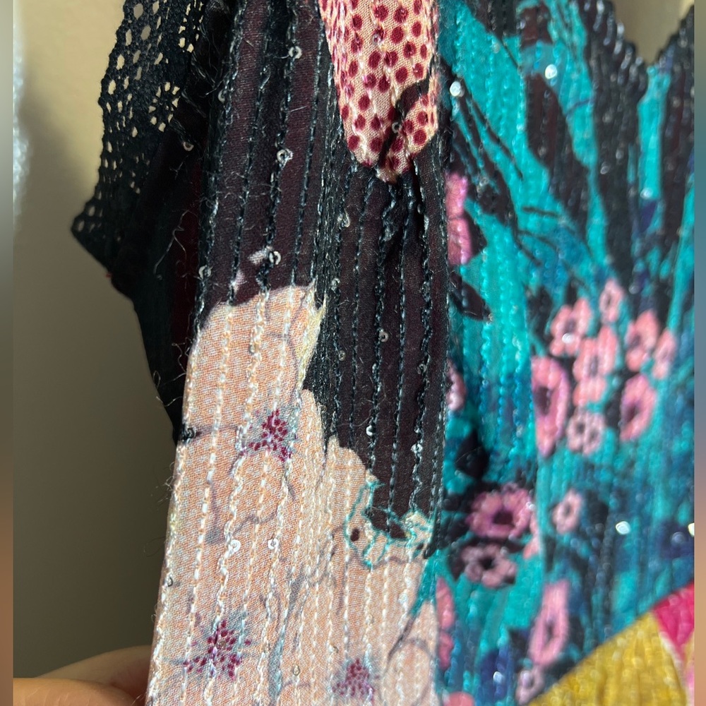 Anthropologie x Bhanuni by Jyoti Tiered Mixed Print Embellished Maxi Dress - Picture 6 of 11